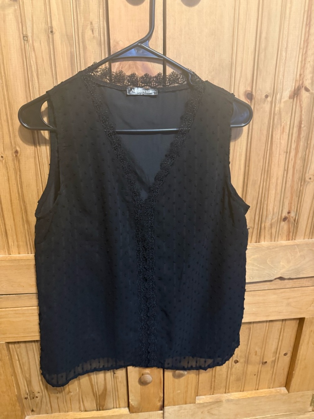 Sleeveless Black Lace-Trim Blouse - Elegant Women's Top